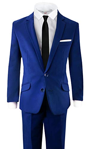 Black n Bianco Signature Boys' Slim Fit Suit Complete Outfit (14, Blue)