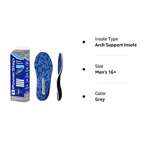 PowerStep Insoles, Pinnacle Wide, Wide Feet Arch Support Insole, Extra