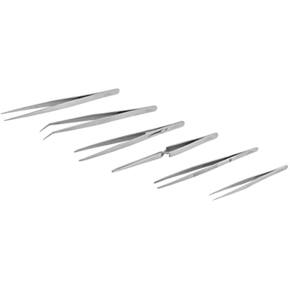 TW2406 6Piece Industrial Tweezers Stainless Steel Set eBay