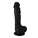Naughty Realistic Silicone Dildo with Suction Cup, Adult Sex Toy, Large, Black, 8
