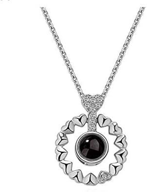Love Memory Zircon Crystal Necklace Jewelry Set for Women 100 Languages I Love You Pendant Rose Gold