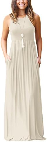 Glomeen Womens Summer Sleeveless Loose Plain Maxi Dresses Long Party Dresses with Pockets
