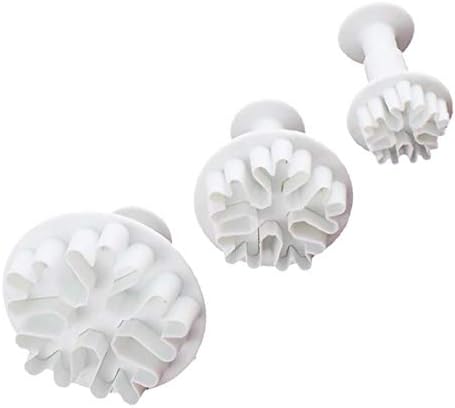 3PCS Snowflake Cookie Cutters Cake Decorating Edible Fondant Embossing Tool Snowflake Embosser Plunger Cake baking Stamp Cutter