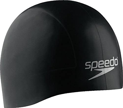 Speedo Unisex-Adult Swim Cap Silicone Aqua V, Speedo Black, Medium