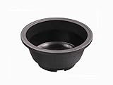 MUZHI 12PACK Matte Black Succulent Bonsai Round Planter Bowl Pot with Drainage, Plastic Cactus Flat Garden Plant Bowl Pots 6.3