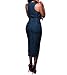 sexycherry Women Sexy Denim Dress Elegant V Neck Sleeveless Slim Fit Pencil Jeans Zipper Split