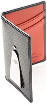 Edevane™ Men's Minimalist Wallet with Carbon Fiber Leather and RFID Blocking Elegant design with Card Holder Slots and Money Clip.