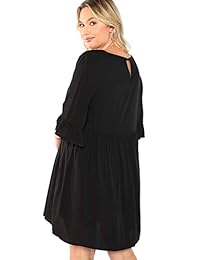 Romwe Vestido de verano suelto con volantes florales bordados para mujer, talla grande