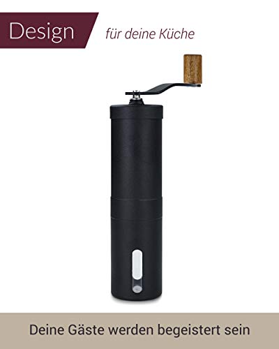 Lambda Coffee Kaffeemühle manuell aus Edelstahl und stufenlosem Keramikmahlwerk I Espressomühle Hand aus Holz mit… – Bild 6