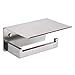 APLusee Brushed Nickel Toilet Paper Holder with Phone Shelf, 304 Stainless Steel Toilet Tissue Roll Holder, Wall Mounted Bathroom Paper Roll Dispenser