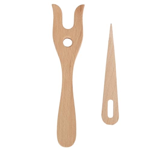 Knitting Fork and Eye Needle Kit Premium Wood Weaving Crochet Tool for Handcraft Jewelry Toys Dresses 2Pcs