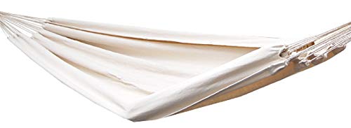 AMANKA Hammock XXL Hanging Lounger 400x160cm Several People Garden Swing Fabric Seat Washable Cloth 100% Cotton Load up to 150kg Beige