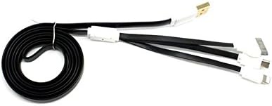 Crabot LM-01 3 in 1 Micro USB 2.0 Cable 1 Meter/3ft Pvc (Red) / Metal / Plated Connector Hi-speed Tangle-free Charging/sync, Ultra Compact Design Portable, Cable Connector for PC, tablets (black)