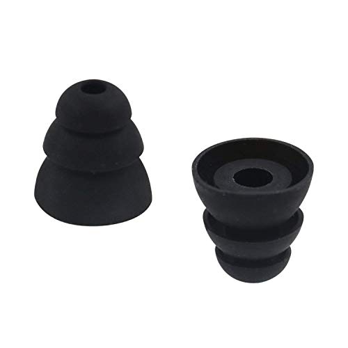 BLLQ 6 Pairs Replacement Triple Flange Conical Ear Tips Earbuds Eartips Silicone Buds for Most in Ear Headphones (Sony Senso Powerbeats Jaybird etc.) Black [S/M/L 3 Size] (3flange Tips 3) - Thumbnail 3