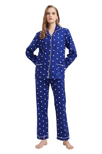 GLOBAL Flannel Pajamas for Women 2-Piece Comfy and Cozy Flannel Pj Set Cotton Loungwear at Amazon