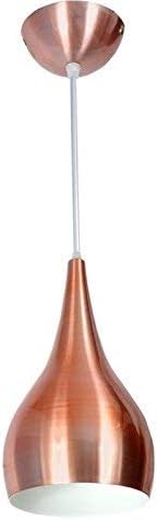 The Light Studio Copper & White Aluminium Hanging Pendant Light for Bedroom with Wire Size of 3.2 Feet (Height Adjustable from 0 Feet to 3.2 Feet), 40 Watts Bulb
