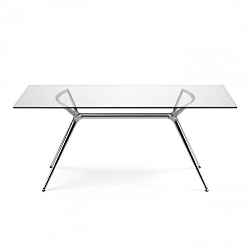 Ideapiu Idea Tavoli Esterno Tavoli Allungabili Tavolo In Vetro Trasparente L180x90x74h Con Struttura In Acciaio Cromato Per Interno