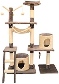 Hoddmimis Multi-level Cat Tree Scratching Posts with Hammock Kitten House Toy Ball and Mouse Condo Furniture, WBCT0067