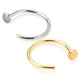 Nose Rings hoops Gold i.PColor and Surgical Steel 20g 1/4
