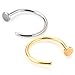 Nose Rings hoops Gold i.PColor and Surgical Steel 20g 1/4