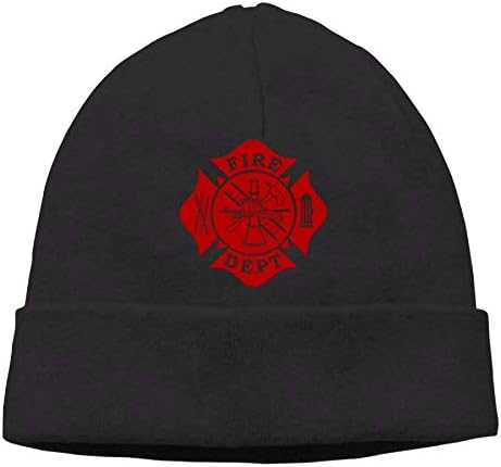 Funny Beanies Men's Fire Dept Maltese Cross Casual Style Travel Black Beanies Skull Hat