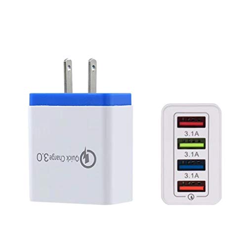 QUICATCH 4 Port Fast Quick Charge QC 3.0 USB Hub Wall Charger 3.5A Power Adapter US Plug (Blue)