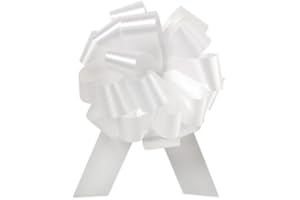 White Flora Satin 4" Pull Bows 18 Loops 10pk Chirstmas Weeding Gift wrap Pull Bows A1 bakery supplies
