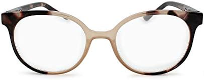 2SeeLife - Fashion Round Women's Reading Glasses Non Prescription Magnifying Readers Trendy Glasses (Beige, Gray, Purple, Red)