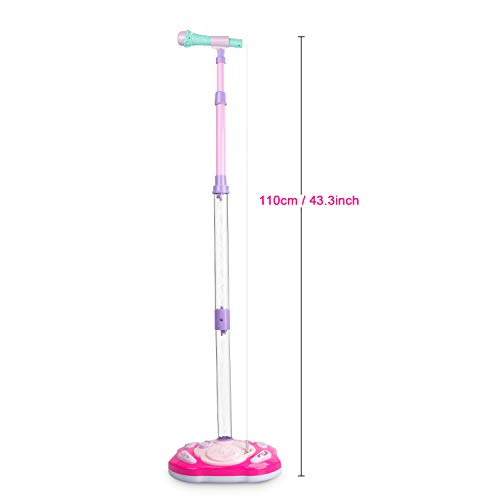 SAOCOOL Kids Microphone, Rechargeable Kids Karaoke Machine, Toddler Microphone Music Toy Set with Colored Lights Flashing & Adjustable Stand for Children Over 3 Years Old - Thumbnail 3