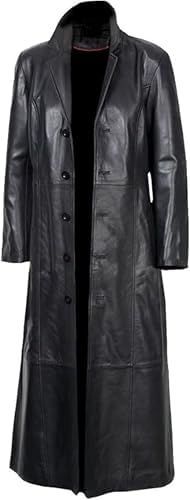 Women's Long Coat | Real Lambskin Leather, Black Classic Style