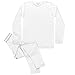Rocky Boy's Fleece Lined Thermal Underwear 2PC Set Long John Top and Bottom (S, White)