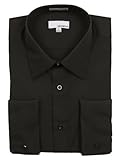 Mens Modena Solid Black French Cuff Dress Shirt