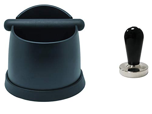 scarlet espresso | Abklopfbehälter »Pico Bello« für Kaffeesatz aus dem Siebträger; Abschlagbehälter in hochwertiger Barista-Qualität (Set: Schwarzer Abklopfbehälter & 58 mm Tamper)
