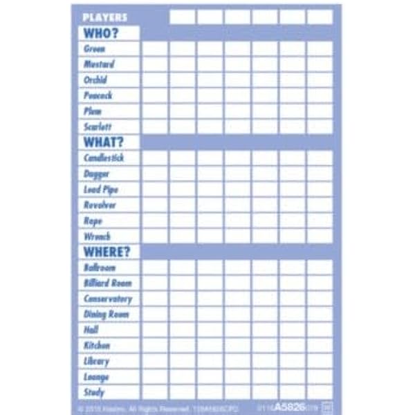 clue-score-sheets-100-clue-game-sheets-clue-detective-notebook-sheets-clue-replacement-pads-clue-board-game-sheets-cricket-timothy-9798706235604-amazon-com-books for Clue Replacement Sheets Printable Free Clue Score Sheets: 100 Clue Game Sheets, Clue Detective Notebook Sheets, Clue Replacement Pads, Clue Board Game Sheets: Cricket, Timothy: 9798706235604: Amazon.com: Books for Clue Replacement Sheets Printable Free