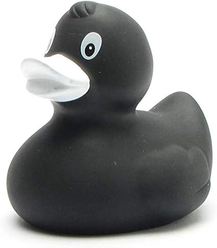 black and white rubber duck