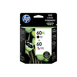HP 60XL N9H59FN Black and 60 Tricolor Original Ink Cartridges, Combo-Pack