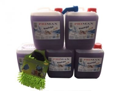 5 x 5 Liter Primax Flüssigwaschmittel lila incl. 1 Microfasertuch und 1 Ausgiesser Neu im Programm