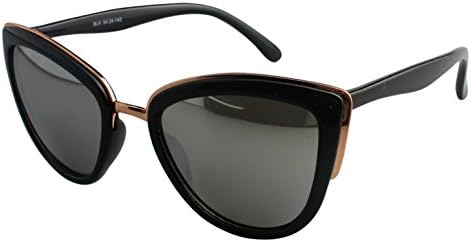 Cat Eye Mirrored Flat Lens Sunglasses Mratl Frame Women Sun Glasses (Grey)