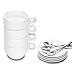 Porcelain Espresso Cups and Saucers, 2.5 Ounce Stackable Ceramic Espresso Mugs, Demitasse Cups Set with Mini Teaspoons Designed for Espresso Lovers Daily Use, 12 Pcs