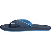 Hari Mari Brazos II Men's Flip Flops - Premium Rubber Water-Resistant Beach Sandals with Comfortable Memory Foam Leather Straps and Arch Support- Navy- Size 8