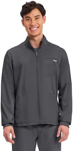 Amazon.com: Cherokee Men's Scrub Jacket Snap Front Medical with 3