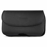 BLACK LEATHER HOLSTER POUCH for MOTOROLA DROID RAZR/MAXX / RAZR HD /MAXX HD /ATRIX HD OTTERBOX DEFENDER / COMMUTER OR Ballistic SG Series CASE