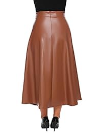 involand para dama Talla grande cintura alta acampanado una línea Swing Maxi falda de piel para fiesta Casual