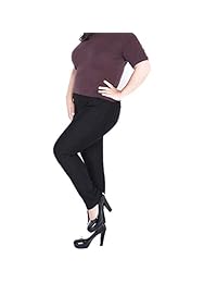 Pantalones vaqueros de talla grande para dama con pierna recta, cintura elástica, elástico para el trabajo y casual.