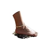 Fettero Anklet Women Handmade Dainty Summer Boho Beach Foot Chain Adjustable High Polish Concave Figaro Link Gold