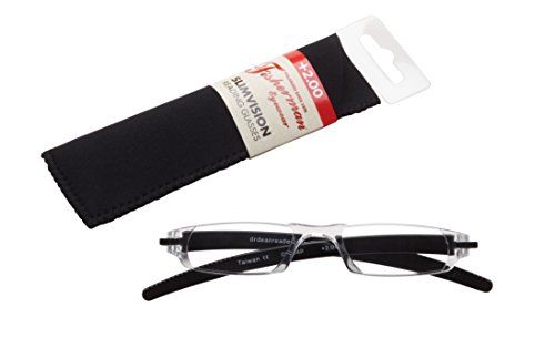 Fisherman Eyewear Slim Vision Rimless Reading Glasses, Shiny Black (+2.00)