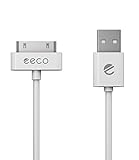 eeco Apple MFi Certified 6ft iPhone 4/4s Charger Cable, iPhone 3G/3GS, iPad 1/2/3, iPod Touch 1/2/3/4, iPod 5th Gen, iPod Classic, iPod Nano 1/2/3/4/5/6 (White) 30-Pin-to-USB