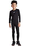 COOLOMG Boys Girls Thermal Compression Set Baselayer Shirts Pants Fleece Lined