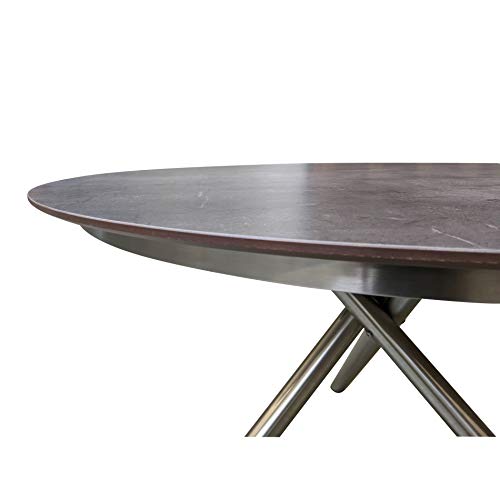 Ploß Carlos Dining-Tisch, Anthrazit-Mamoriert, Edelstahl/HPL, 110x110 cm, Kreuzfuß, robust, rund – Bild 4