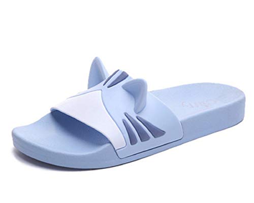 Elais J Women's Animal Cat Ear Bath Shower Indoor & Outdoor Slide Sandal (Purple-RR 5-6 M US)